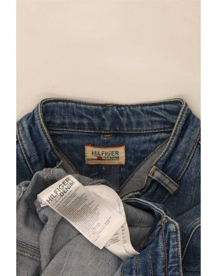 Jaqueta jeans feminina Tommy Hilfiger Reino Unido 14 grande algodão azul