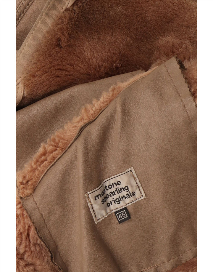Jaqueta feminina vintage de shearling IT 46 grande shearling bege