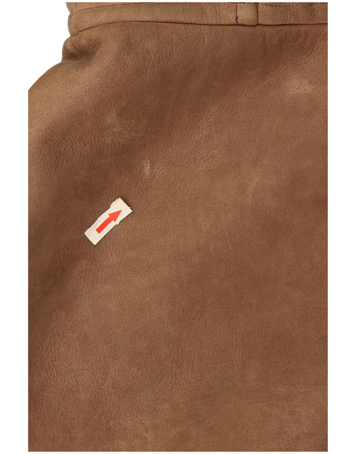 Casaco feminino vintage de shearling UK 10 pequeno marrom