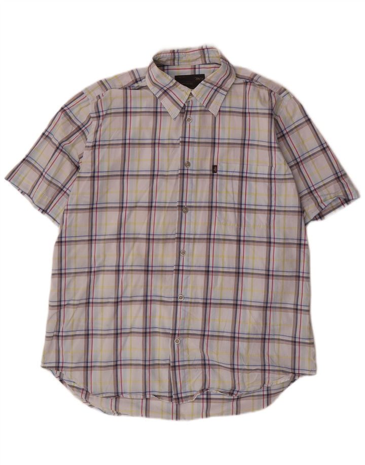 Camisa masculina de manga curta Marlboro Classics grande algodão xadrez multicolorido