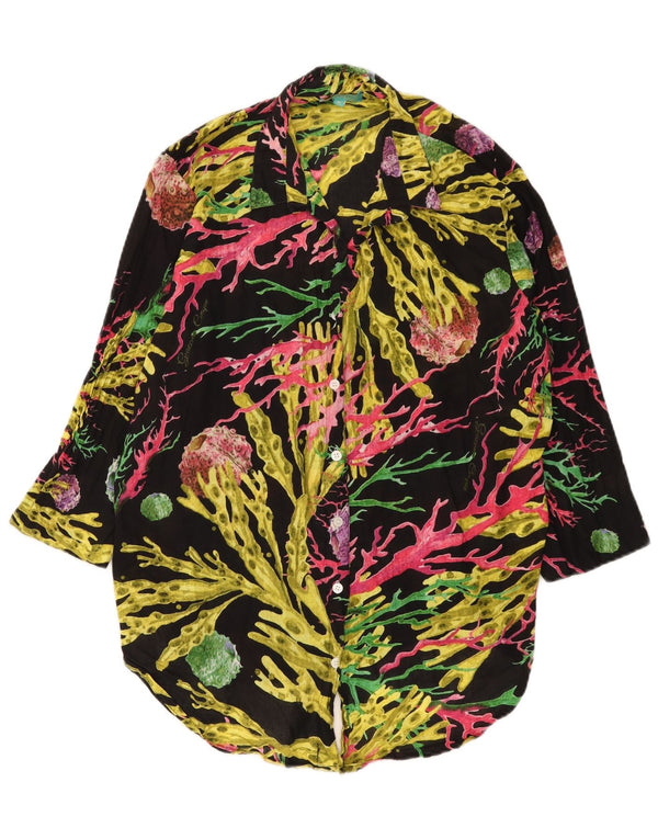 Blusa feminina Antica Sartoria manga 3/4 Reino Unido 14 médio preto floral