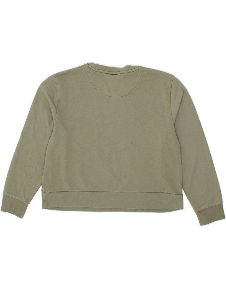 DKNY Womens Graphic Crop Sweatshirt Jumper UK 16 Large Grey Cotton Vintage Dkny and Second-Hand Dkny from Messina Hembry 