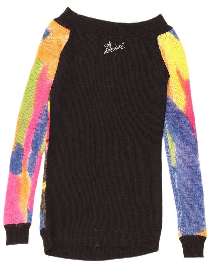 Suéter feminino Desigual com gola canoa e gola redonda UK 12 médio multicolorido