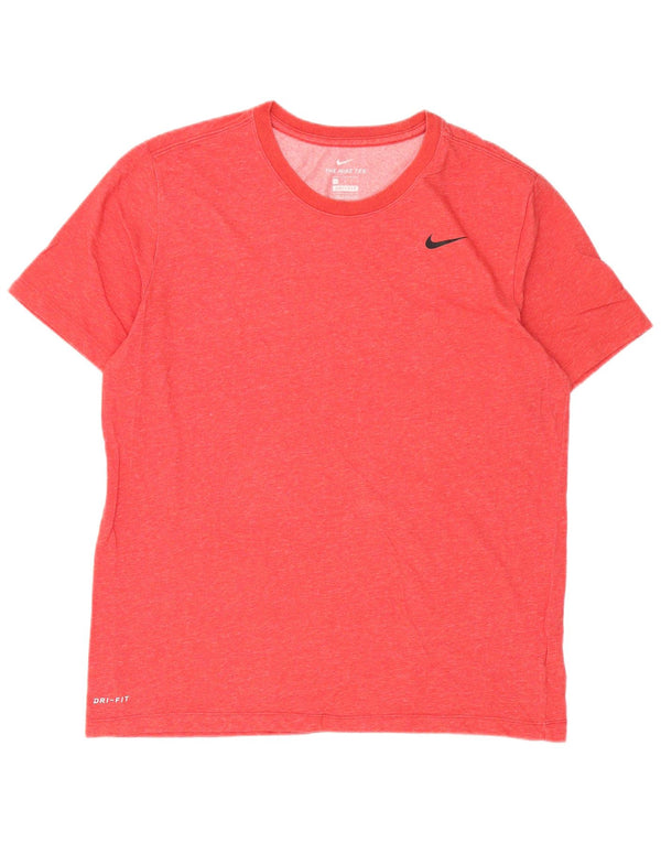 Camiseta masculina Nike Dri Fit Top grande de algodão manchado vermelho