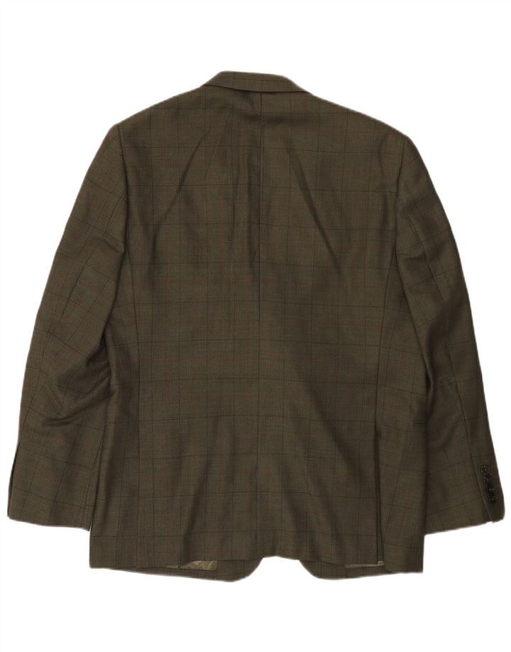 Jaqueta blazer masculina JAEGER com 2 botões UK 42 XL cáqui xadrez lã