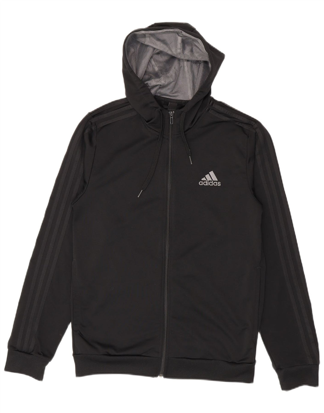 Adidas Mens Zip Hoodie Sweater UK 38/40 Médio Preto Poliéster