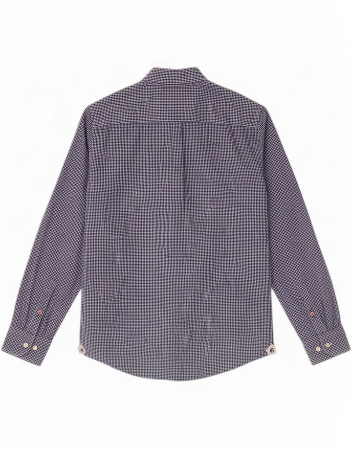 Camisa masculina Tommy Hilfiger pequena azul marinho algodão guingão