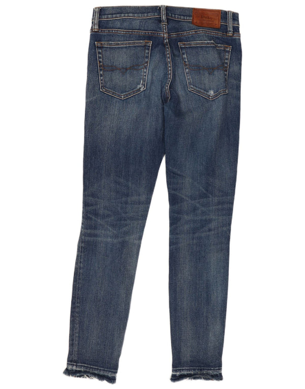 POLO RALPH LAUREN Jeans skinny feminino desgastado W29 L29 algodão azul