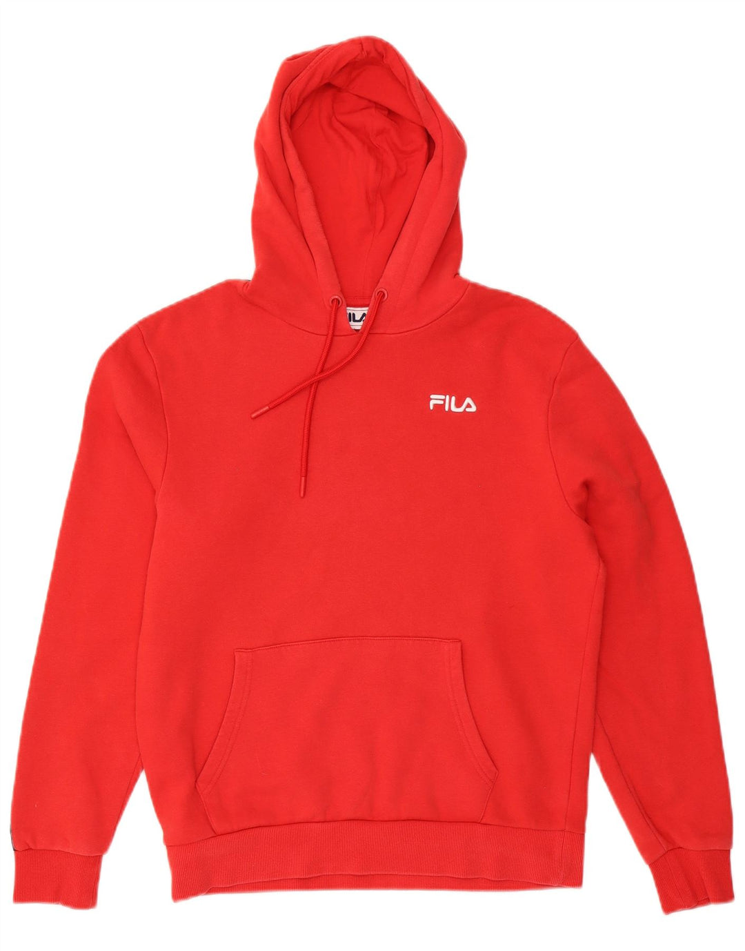 FILA Suéter com capuz gráfico masculino pequeno algodão colorido vermelho