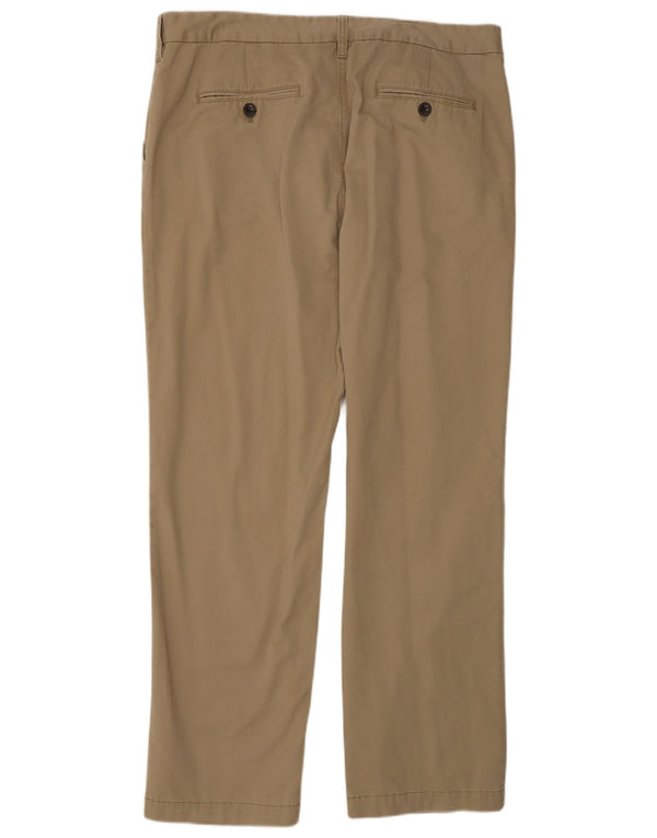 Calça chino reta masculina John Lewis W38 L32 algodão marrom