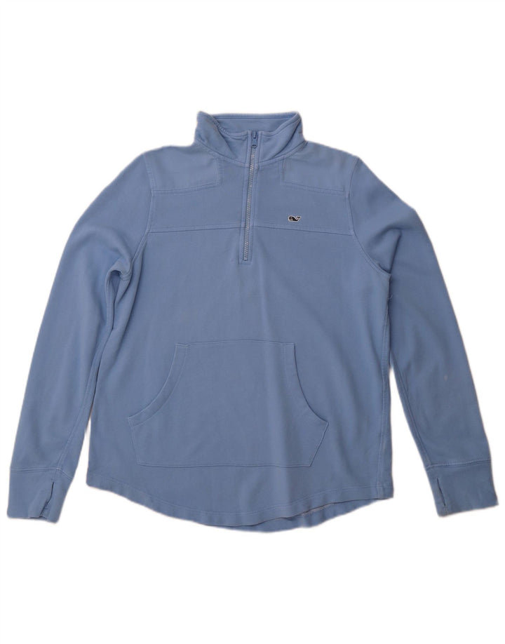 Suéter feminino Vineyard Vines com zíper e gola grande, Reino Unido 10, pequeno, azul