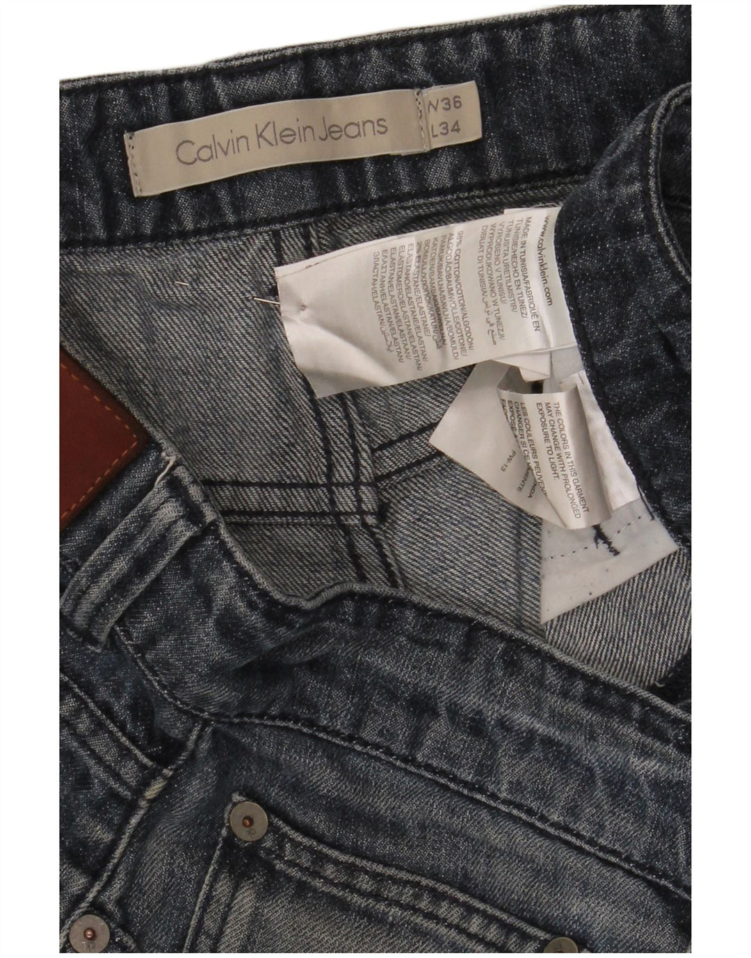 Shorts jeans masculino Calvin Klein W36 grande algodão azul