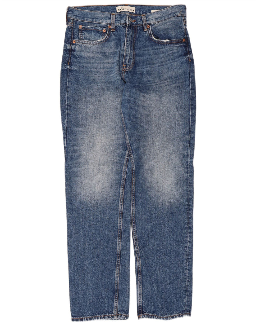 Calça jeans reta feminina Zara EU 40 médio W30 L30 azul algodão