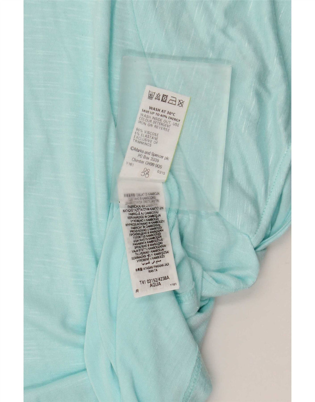 Blusa feminina Marks & Spencer UK 20 2XL viscose manchada azul