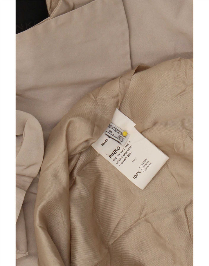 Jaqueta Blazer Longline Feminina Pinko Reino Unido 14 Grande Poliéster Bege