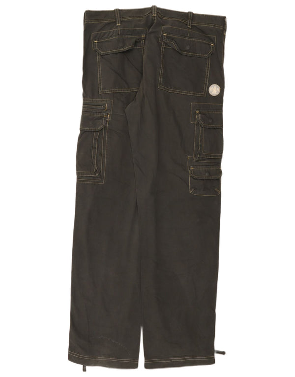 Calça cargo masculina Murphy & Nye de ajuste solto W34 L33 algodão cinza