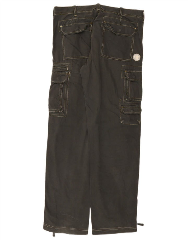 Calça cargo masculina Murphy & Nye de ajuste solto W34 L33 algodão cinza