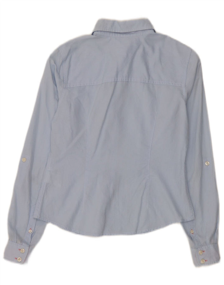 Camisa feminina Tommy Hilfiger US 4 pequena azul algodão