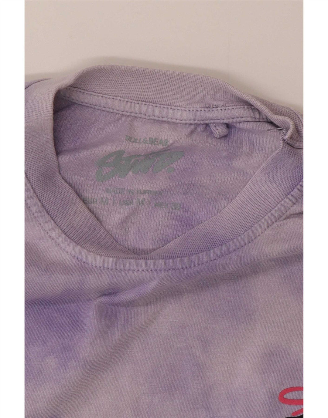 Camiseta gráfica masculina Pull & Bear Top médio roxo tie-dye