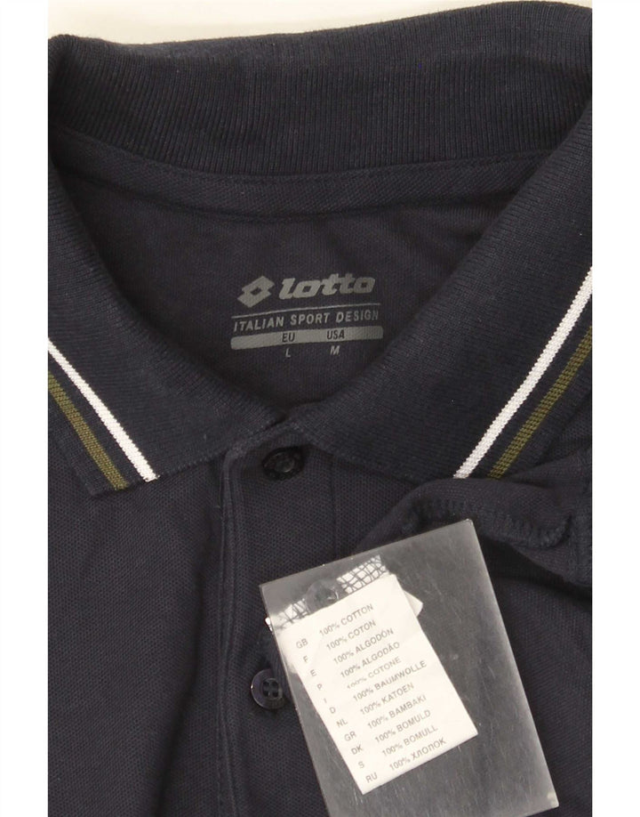 Camisa polo masculina Lotto médio algodão listrado azul marinho