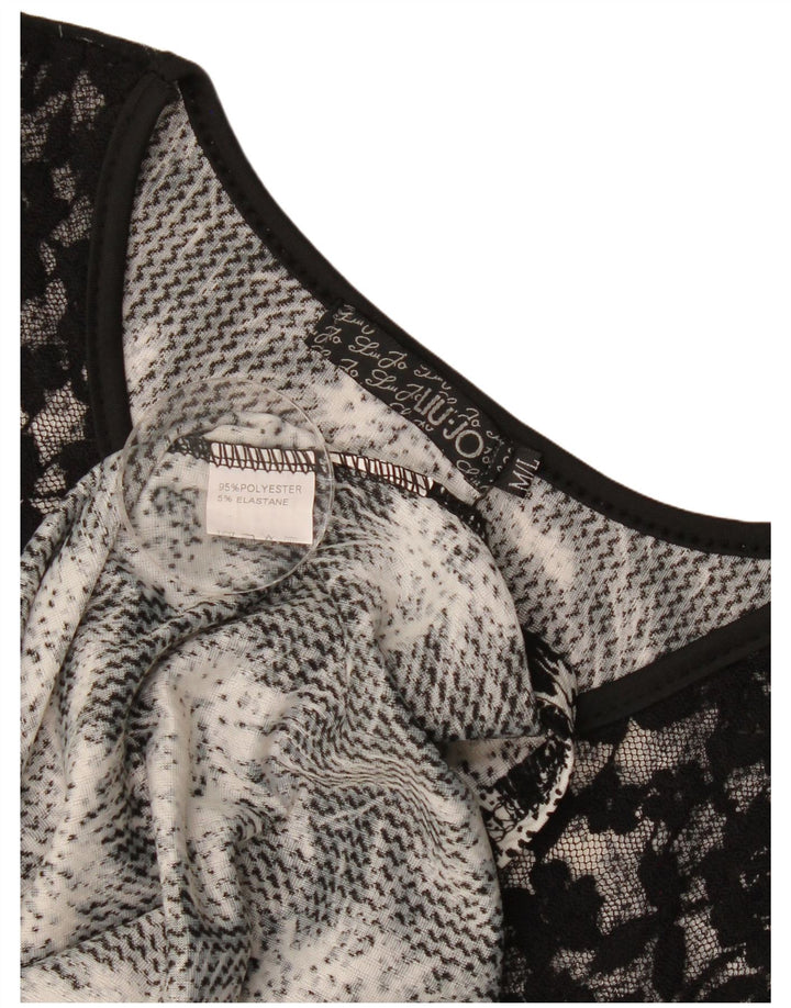 Vestido bainha feminino Liu Jo Reino Unido 12 poliéster floral preto médio