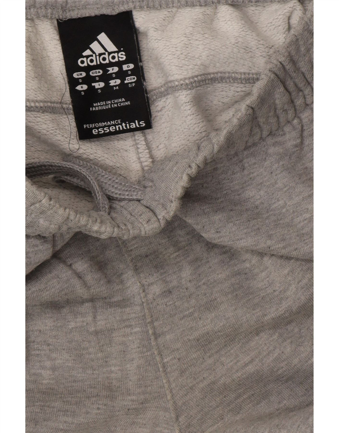 Calça de treino masculina Adidas pequena cinza manchada de algodão