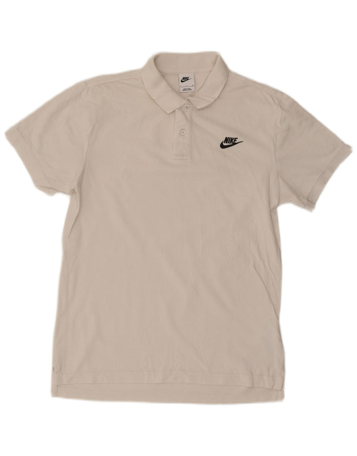 Camisa polo masculina Nike pequena de algodão branco