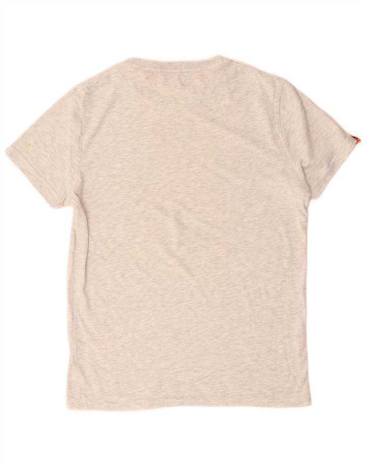 Camiseta masculina Superdry com estampa gráfica grande algodão manchado cinza