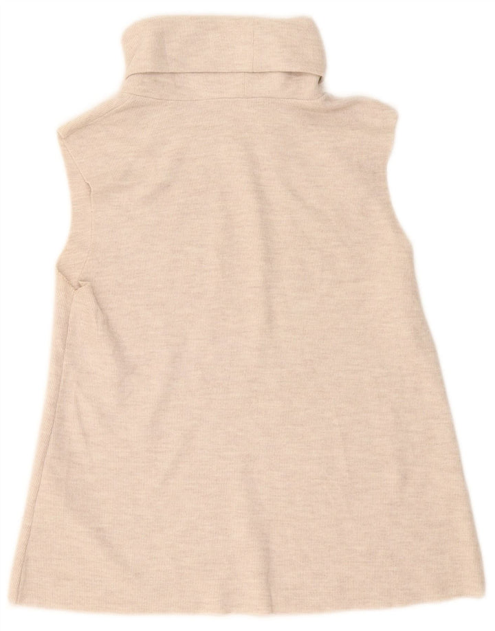 Zara Womens Vest Top UK 12 Médio Off White Algodão