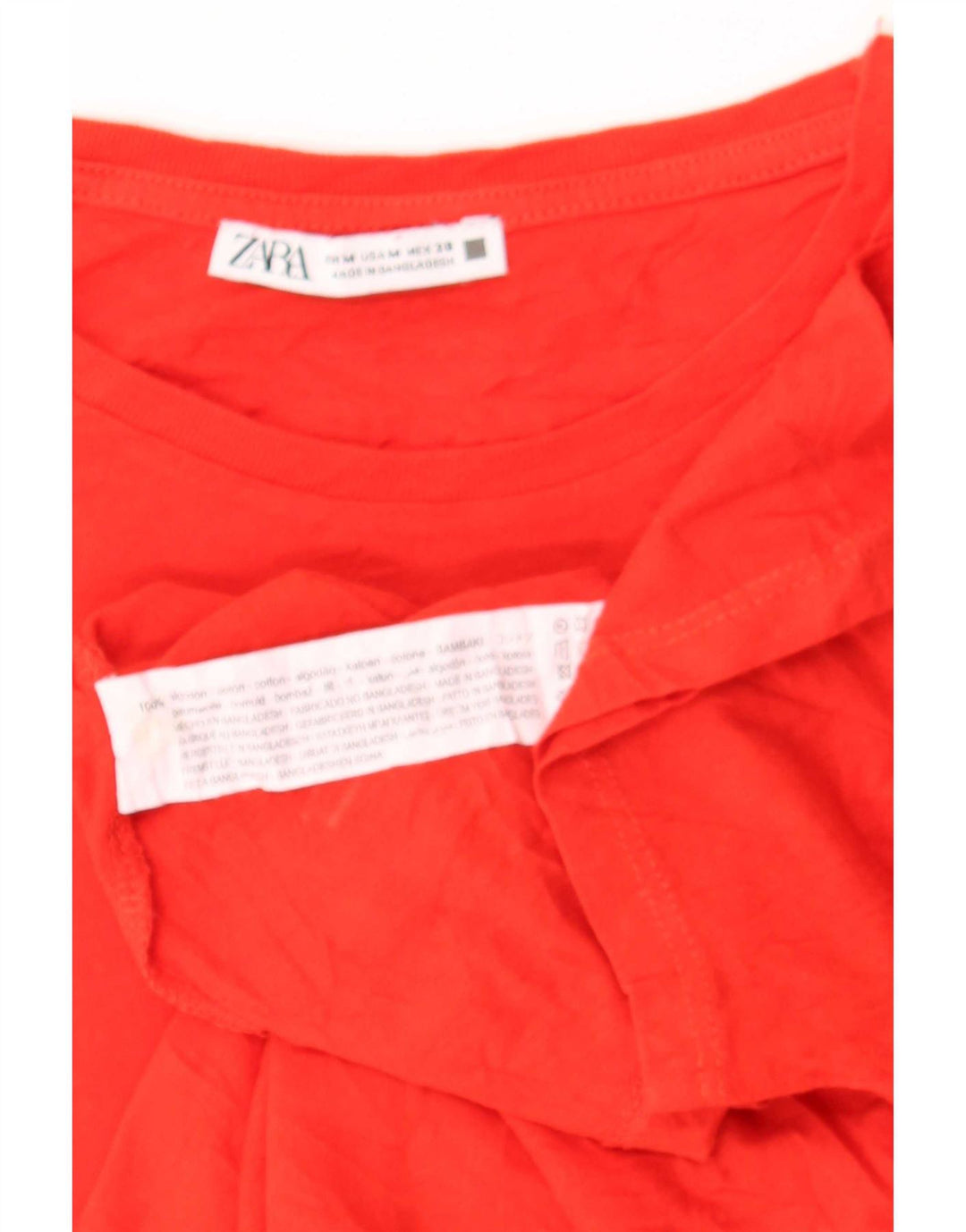 Camiseta feminina Zara UK 14 algodão vermelho médio