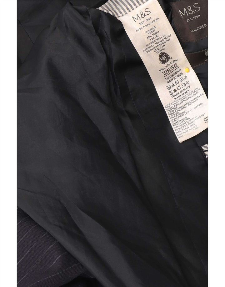 Blazer masculino Marks & Spencer IT 42 risca de giz azul marinho médio