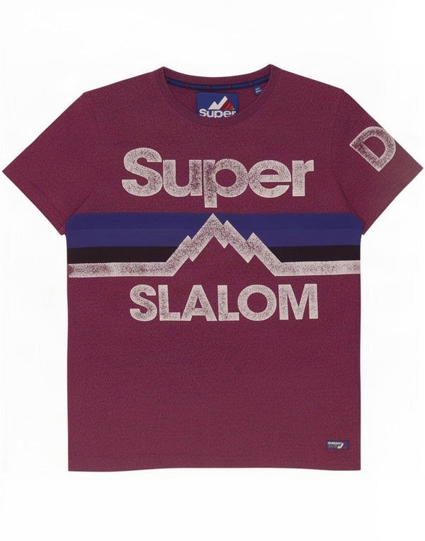 Camiseta masculina Superdry com estampa gráfica grande algodão manchado roxo