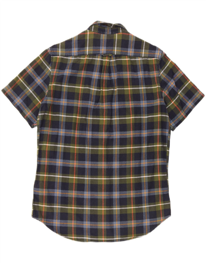 Camisa masculina de manga curta Timberland azul marinho médio xadrez algodão