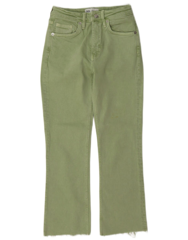 Calça jeans reta feminina Zara EU 34 2XS W24 L27 verde