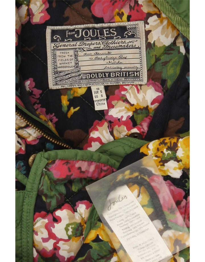 Jaqueta acolchoada feminina Joules UK 10 poliamida floral verde pequena