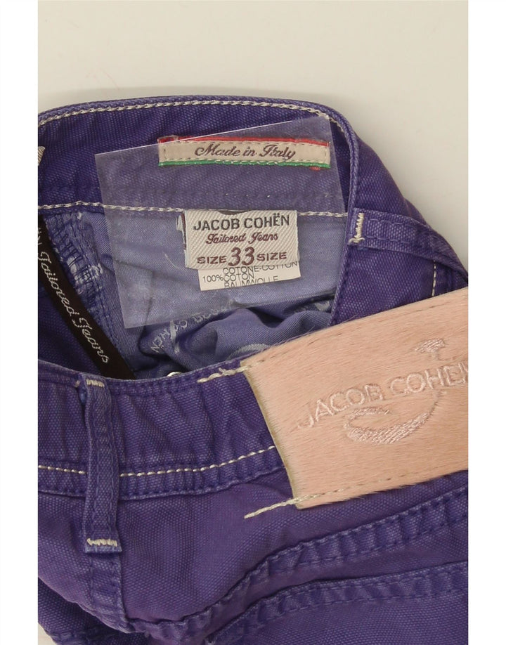 JACOB COHEN Womens Straight Casual Trousers W33 L32 Purple Cotton Vintage Jacob Cohen and Second-Hand Jacob Cohen from Messina Hembry 