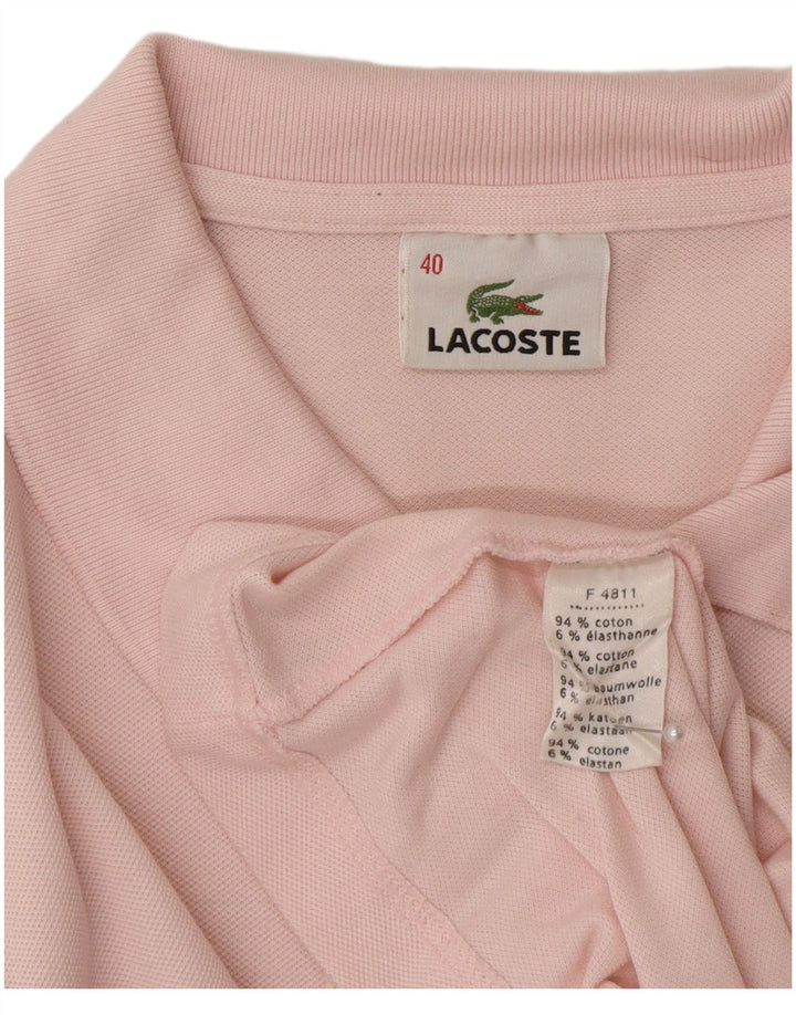 Camisa polo feminina de manga comprida Lacoste tamanho 40 algodão rosa médio