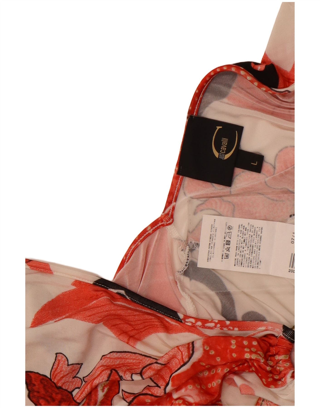 Blusa feminina Just Cavalli UK 14 grande off white floral elastano