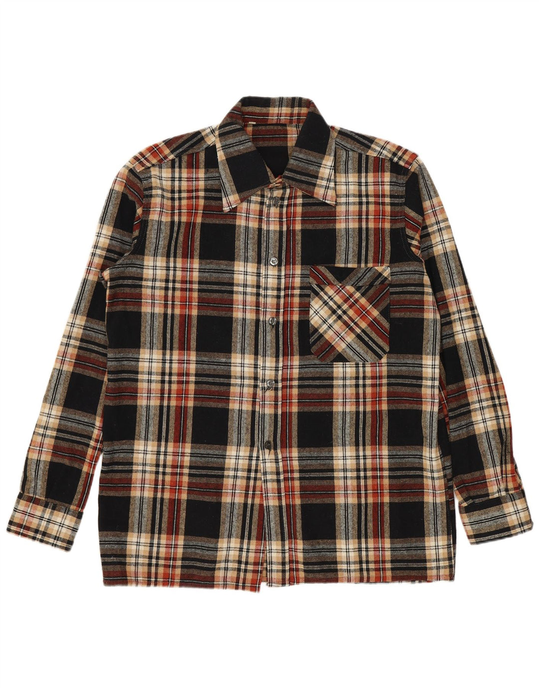 Camisa masculina de flanela vintage tamanho 39 poliacrílico xadrez multicolorido médio