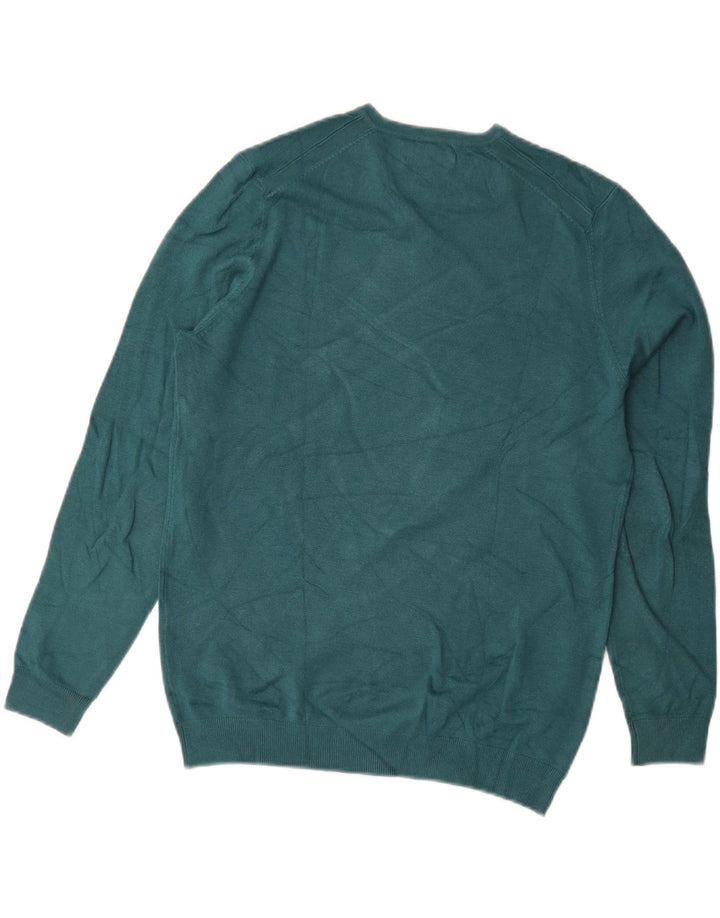 Suéter masculino ZARA com decote em V, viscose verde médio
