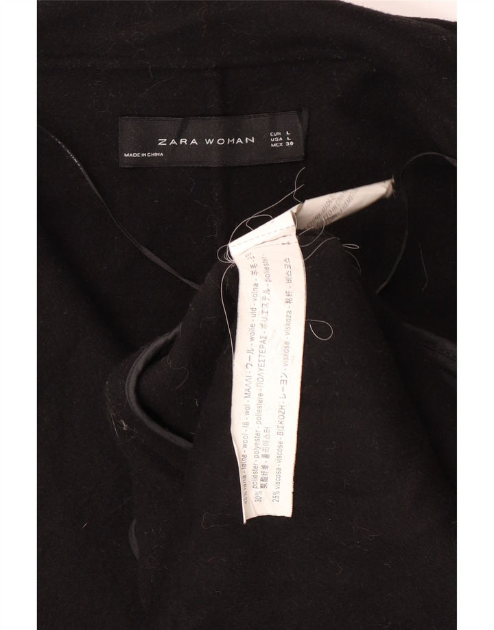 Sobretudo feminino ZARA UK 16 grande lã preta