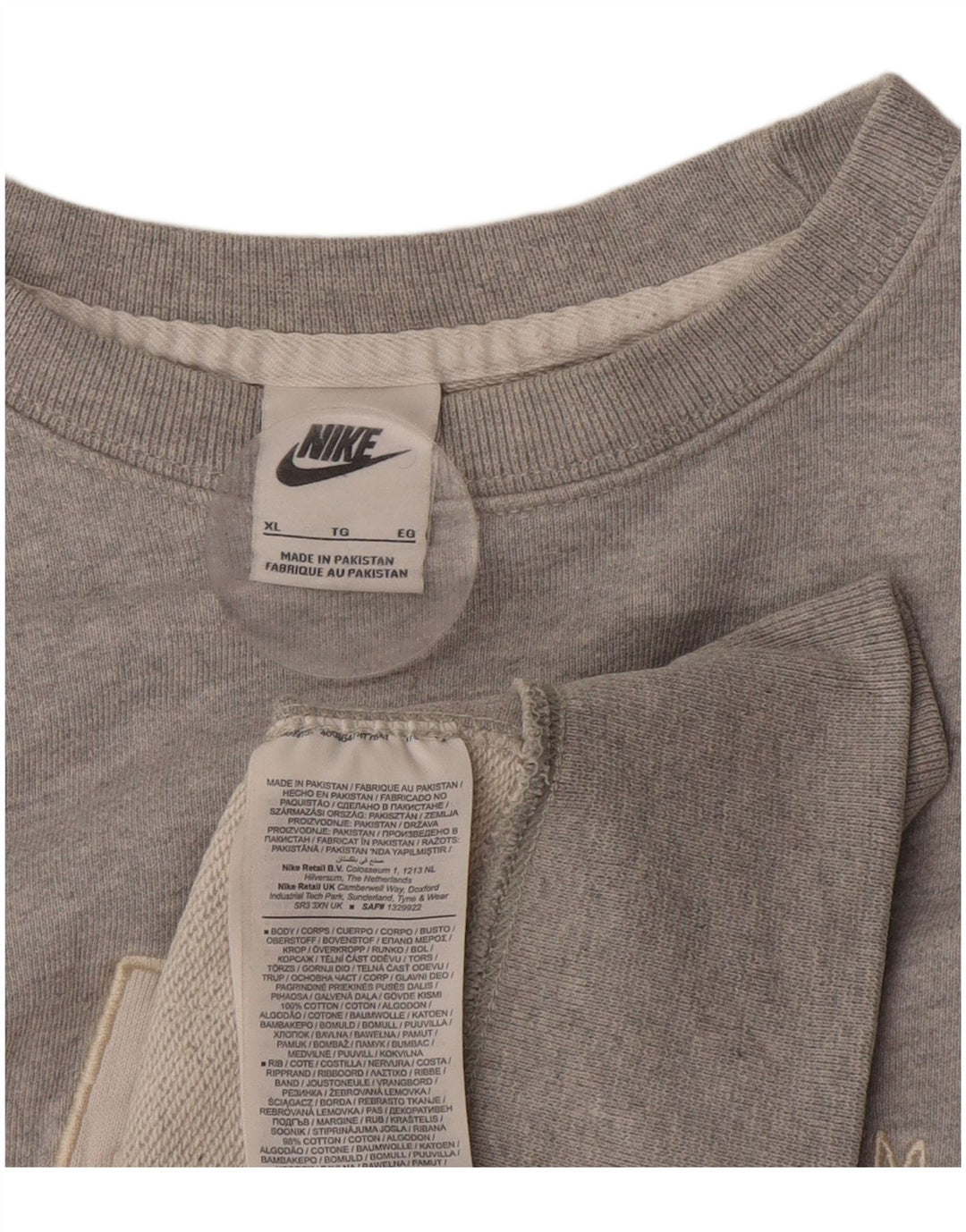 Moletom gráfico masculino Nike Jumper XL cinza algodão