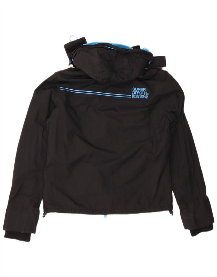 Jaqueta corta-vento feminina SUPERDRY com capuz Reino Unido 12 médio preto nylon