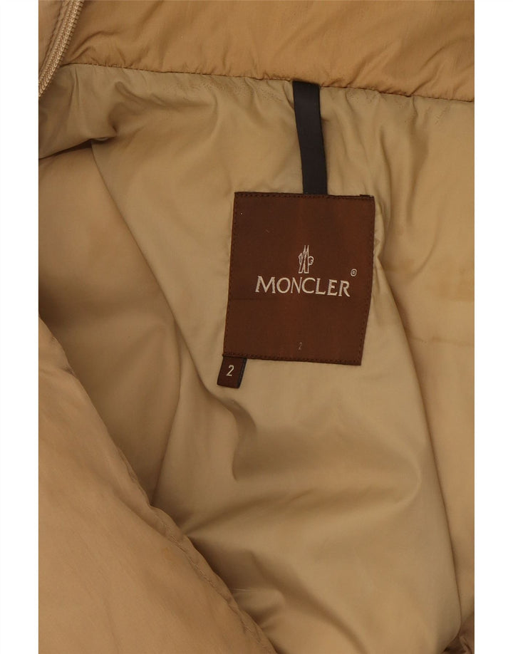 Casaco acolchoado feminino Moncler tamanho 2 poliamida bege médio