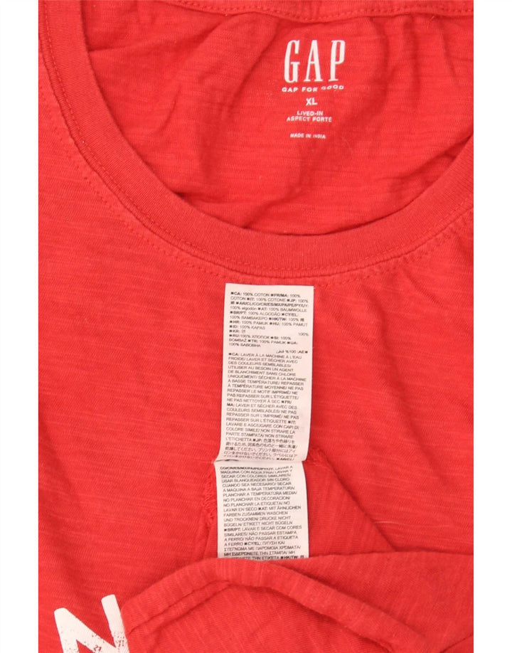 Camiseta masculina gráfica Gap Top XL algodão vermelho