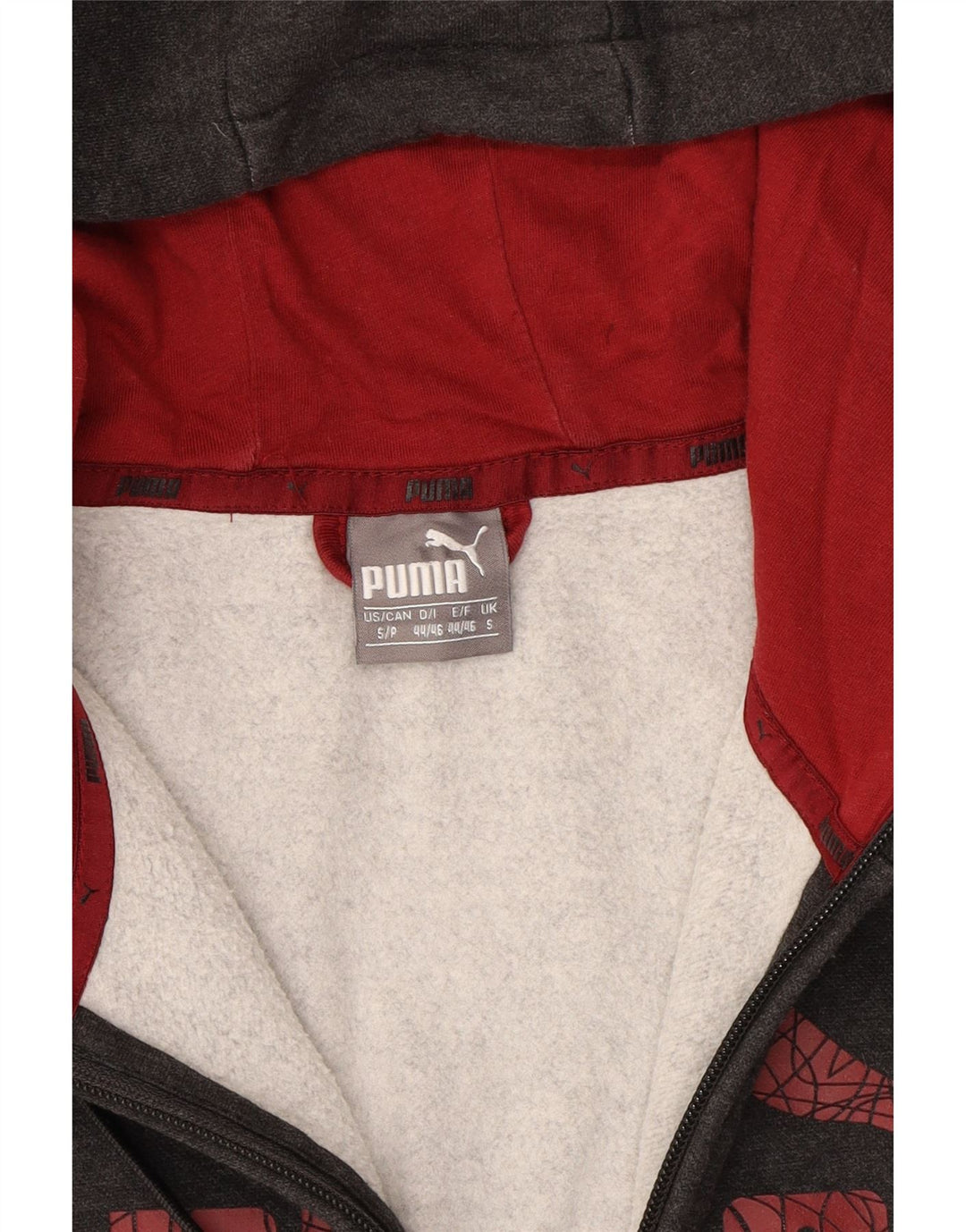 Suéter PUMA masculino com capuz e zíper gráfico pequeno algodão cinza