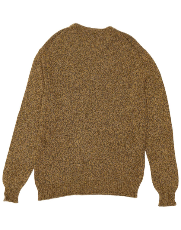 Benetton Womens Boat Neck Jumper Sweater UK 16 Large Yellow Flecked