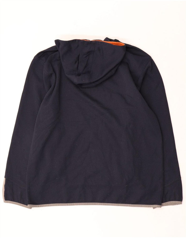 Adidas Mens Zip Neck Hoodie Jumper Médio Azul Marinho Poliéster