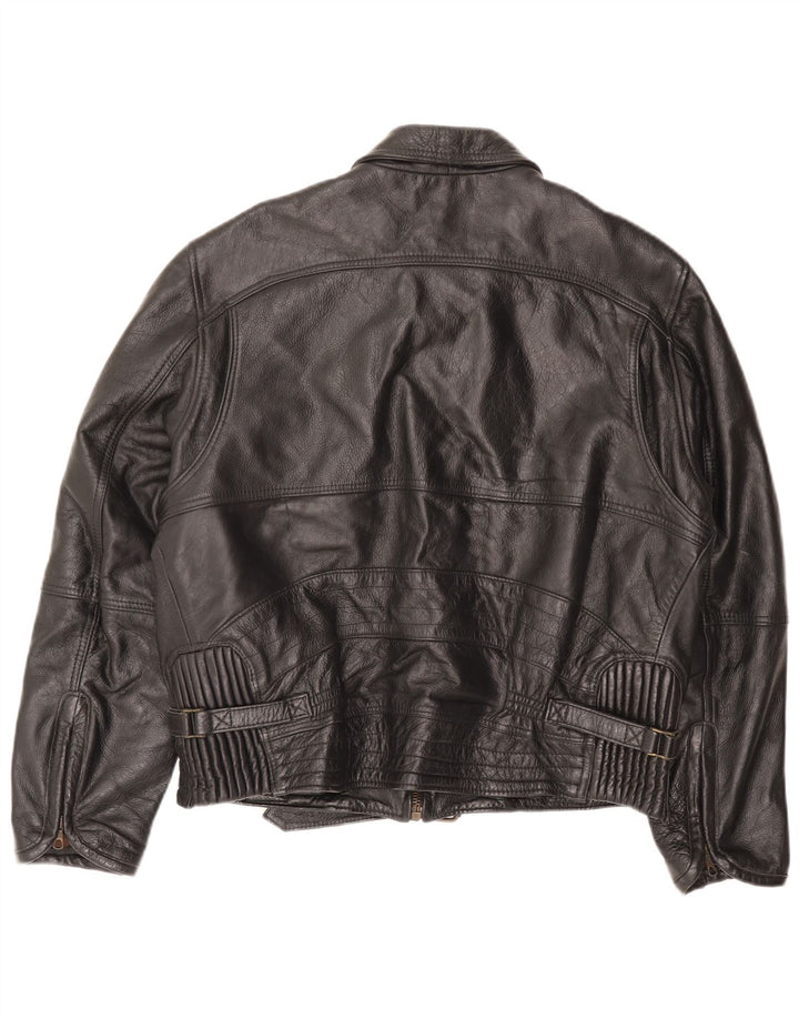 Jaqueta de couro masculina vintage UK 38 média preta