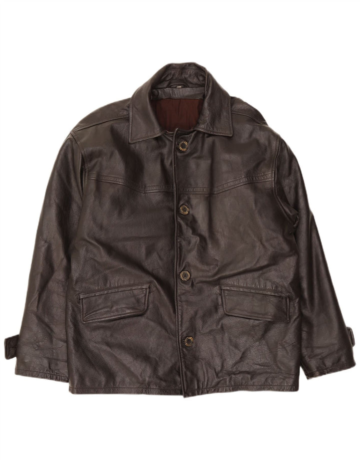 Jaqueta de couro masculina vintage EU 52 XL couro marrom